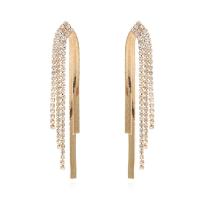 Fashion Fringe Earrings, Brass, plated, for woman & with rhinestone 
