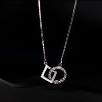 Cubic Zircon Micro Pave Sterling Silver Necklace, 925 Sterling Silver, platinum color plated, micro pave cubic zirconia & for woman Approx 17.71 Inch 