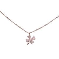 Cubic Zircon Micro Pave Sterling Silver Necklace, 925 Sterling Silver, Four Leaf Clover, plated, micro pave cubic zirconia & for woman Approx 17.91 Inch 