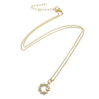 Cubic Zircon Micro Pave Brass Necklace, 304 Stainless Steel Chain, with Brass, Vacuum Ion Plating, micro pave cubic zirconia & for woman & hollow, golden Approx 20 Inch 