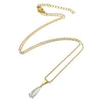 Brass Cubic Zirconia Necklace, 304 Stainless Steel Chain, with Brass, Vacuum Ion Plating, micro pave cubic zirconia & for woman, golden Approx 20 Inch 