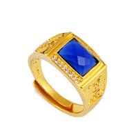 Gemstone Brass Finger Ring, with Gemstone, Adjustable & micro pave cubic zirconia & for woman 17mm 
