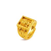 Brass Finger Ring, plated, Adjustable & for man, golden, 17mm 