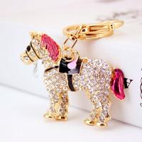 Zinc Alloy Key Clasp, with Czech Rhinestone, Horse, high quality plated, fashion jewelry & for woman & enamel, multi-colored 
