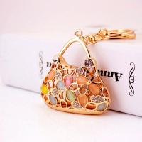 Zinc Alloy Key Clasp, with Czech Rhinestone & Cats Eye, Handbag, high quality plated, fashion jewelry & for woman, multi-colored 