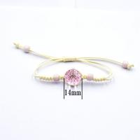 Glass Jewelry Beads Bracelets, with Dried Flower & Porcelain & Wax Cord, Round, Adjustable & for woman 14mm Approx 7.48 Inch 