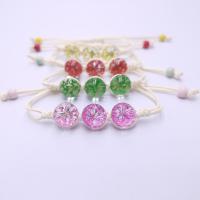 Glass Jewelry Beads Bracelets, with Dried Flower & Porcelain & Wax Cord, Round, Adjustable & for woman 12mm Approx 7.48 Inch 