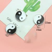 Zinc Alloy Enamel Pendants, Round, platinum color plated, ying yang & Unisex, white and black Approx 