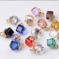 Crystal Zinc Alloy Pendants, with Zinc Alloy, Square, gold color plated, Unisex & faceted Approx 