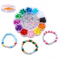 Set de perles Bracelet bricolage, Acrylique, avec fil en cristal, DIY & émail, couleurs mélangées 6mm, Environ îte, Vendu par boîte