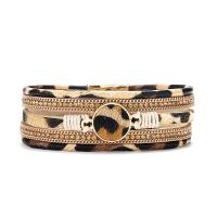 PU Leather Cord Bracelets, with Zinc Alloy, gold color plated, multilayer & with magnetic 