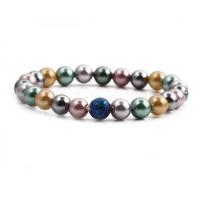 Shell Pearl Bracelet, with Lava, Round, for woman 8mm .5 Inch 