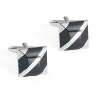 Brass Cufflinks, Square, silver color plated, for man 