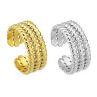 acero inoxidable 304 Anillo de dedo Cuff, Recubrimiento iónico al vacío, Ajustable & para mujer, más colores para la opción, tamaño:7, Vendido por UD