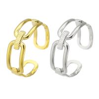 304 Stainless Steel Cuff Finger Ring, Vacuum Ion Plating, Adjustable & for woman & hollow US Ring 