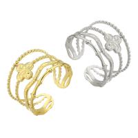 acero inoxidable 304 Anillo de dedo Cuff, Recubrimiento iónico al vacío, Ajustable & para mujer & hueco, más colores para la opción, tamaño:7, Vendido por UD