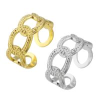 acero inoxidable 304 Anillo de dedo Cuff, Recubrimiento iónico al vacío, Ajustable & para mujer & hueco, más colores para la opción, tamaño:7, Vendido por UD