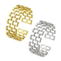 acero inoxidable 304 Anillo de dedo Cuff, Recubrimiento iónico al vacío, Ajustable & para mujer & hueco, más colores para la opción, tamaño:7, Vendido por UD