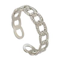 acero inoxidable 304 Anillo de dedo Cuff, Recubrimiento iónico al vacío, Ajustable & para mujer & hueco, color de platina, Vendido por UD