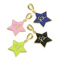 Enamel Brass Pendants, Star, gold color plated Approx 3mm 
