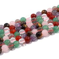 Perles de pierre gemme mixte, Rond, poli, DIY, couleurs mélangées cm, Vendu par brin