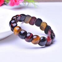Gemstone Bracelets, Natural Stone, with Cats Eye & Tiger Eye, Unisex, mixed colors Approx 19 cm 