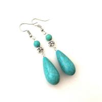 Turquoise Zinc Alloy Earring, Synthetic Turquoise, with Zinc Alloy, for woman, mixed colors, 65mm 