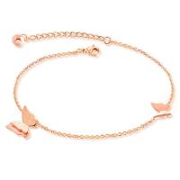 Titanium Steel Anklet, Butterfly, for woman, rose gold color cm 