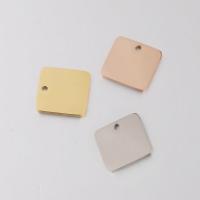 Stainless Steel Tag Charm, 304 Stainless Steel,  Square, Vacuum Ion Plating, DIY 15mm Approx 1.3mm 