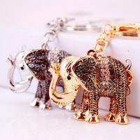 Zinc Alloy Key Clasp, with Czech Rhinestone, Elephant, high quality plated, fashion jewelry & Unisex & enamel 