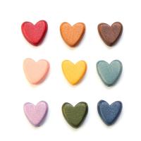 Painted Wood Beads, Schima Superba, Heart, DIY 