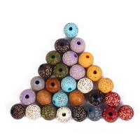 Printing Wood Beads, Round, Carved, DIY, mixed colors, 16mm 