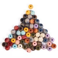 Lackiertes Holz Perlen, rund, Einbrennlack, DIY & geschnitzed & Streifen, gemischte Farben, 10mm, verkauft von PC