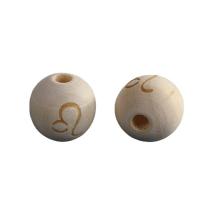 Original Wood Beads, Schima Superba, Round, Carved, Zodiac symbols jewelry & DIY 16mm 