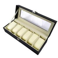 Leather Watch Box, PU Leather, with Middle Density Fibreboard & Velveteen, durable, black 