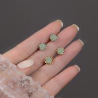 Resin Zinc Alloy Earring, with Resin, Round, plated, fashion jewelry & for woman 7mm 