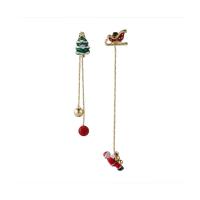 asymmetrische Ohrringe, Zinklegierung, goldfarben plattiert, Weihnachts-Design & Koreanischen Stil & für Frau, 13x85mm, 10x63mm, verkauft von Paar