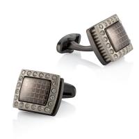 Brass Cufflinks, Square, plated, for man & with rhinestone 
