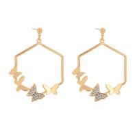 Zinc Alloy Rhinestone Drop Earring, Butterfly, UV plating, for woman & with rhinestone & hollow 