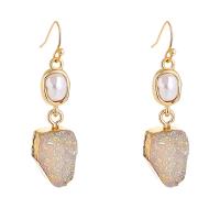 Resin Zinc Alloy Earring, with Resin & Plastic Pearl, Geometrical Pattern, gold color plated, fashion jewelry & for woman 
