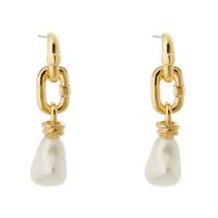 Kunststoff Perle Zink Legierung Ohrring, Zinklegierung, mit Kunststoff Perlen, KC goldfarben plattiert, für Frau & hohl, 11x45mm, verkauft von Paar