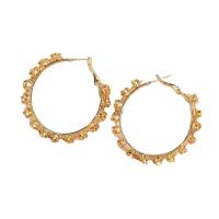 boucles d'oreilles cerceau en alliage zinc, alliage de zinc, Rose, plaqué de couleur d'or KC, bijoux de mode & pour femme Vendu par paire