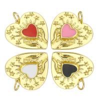 Enamel Brass Pendants, Heart, gold color plated Approx 4mm 