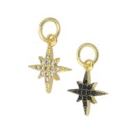 Cubic Zirconia Micro Pave Brass Pendant, Eight Point Star, gold color plated, micro pave cubic zirconia Approx 3mm 
