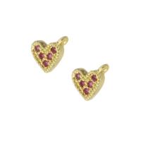 Cubic Zirconia Micro Pave Brass Pendant, Heart, gold color plated, micro pave cubic zirconia Approx 1mm 