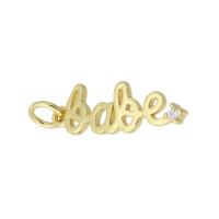 Cubic Zirconia Micro Pave Brass Pendant, Alphabet Letter, gold color plated, micro pave cubic zirconia Approx 3mm 