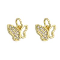 Cubic Zirconia Micro Pave Brass Pendant, Butterfly, gold color plated, micro pave cubic zirconia & hollow Approx 3mm 