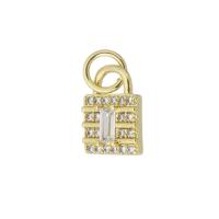 Cubic Zirconia Micro Pave Brass Pendant, Lock, gold color plated, micro pave cubic zirconia Approx 3mm 