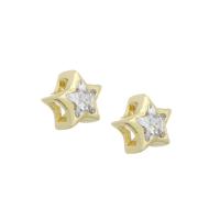 perle en laiton et zircone cubique , étoile, Placage de couleur d'or, pavé de micro zircon Environ 2mm, Vendu par PC