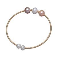 Fashion Zinc Alloy Bangle, with Freshwater Pearl, for woman, mixed colors, 21-25cm 